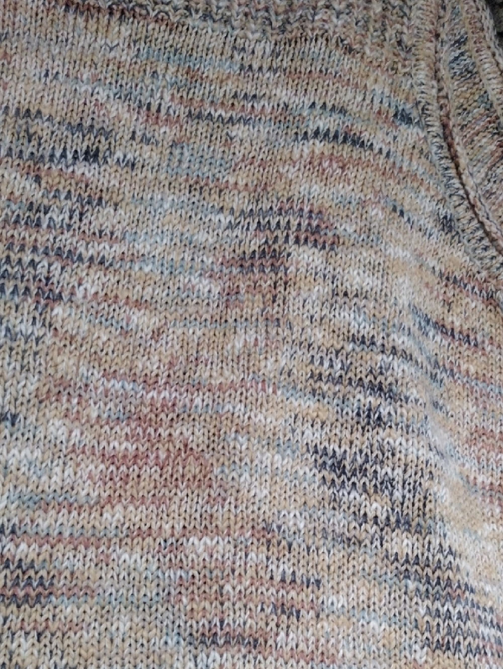 SONOMA Cream Marled Open-Front Cardigan with Multicolor Hem Stripes - Picture 8 of 10